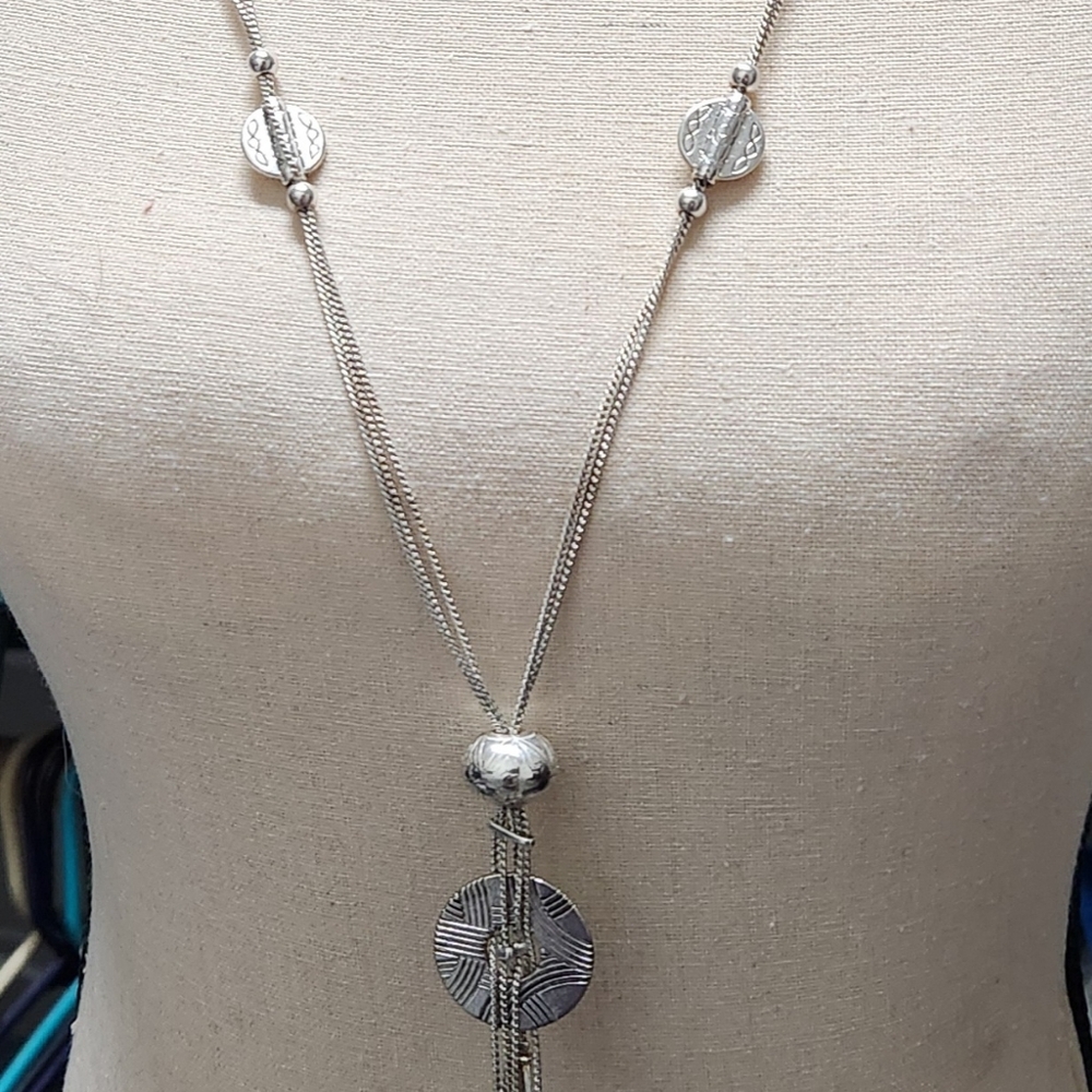 Lia Sophia Multistrand Charm Silvertone Necklace VINTAGE